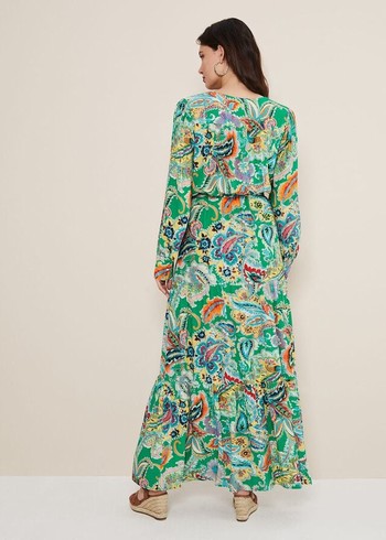 Phase Eight Azalia Paisley Dress Green/Multicolor Australia | KV3064295